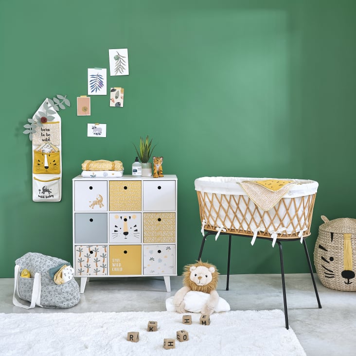 Maisons Du Monde Mini Jungle - Pañales De Bebé De Gasa De Algodón Orgánico Verde Amarillo Mostaza Y Blanco (x3)