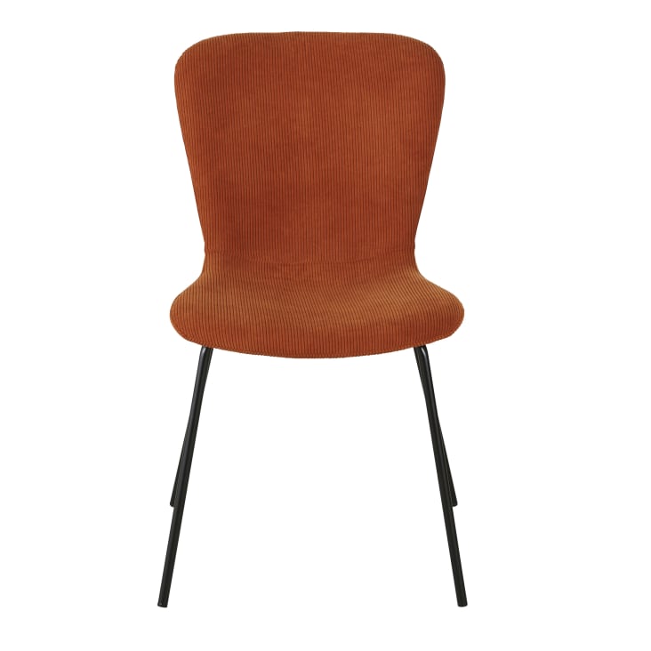 Maisons Du Monde Mira - Silla De Terciopelo Acanalado Naranja Y Acero Negro