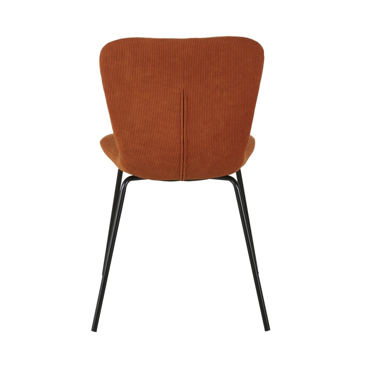 Maisons Du Monde Mira - Silla De Terciopelo Acanalado Naranja Y Acero Negro