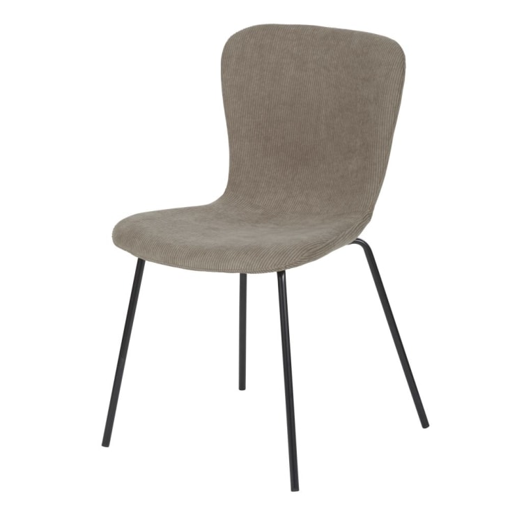 Maisons du Monde Mira - Silla de terciopelo acanalado reciclado beige cappuccino