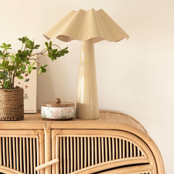 Maisons Du Monde Miraflores - Caja Decorativa Redonda De Colores Con Tapa De Madera De Mango