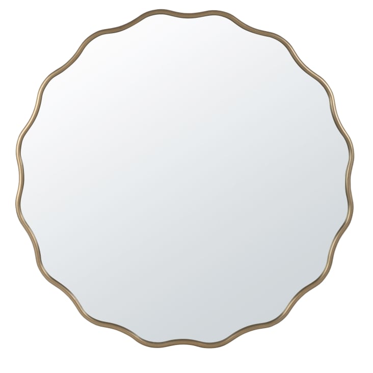 Maisons du Monde Miraflores - Espejo redondo ondulado de metal dorado D. 60 cm