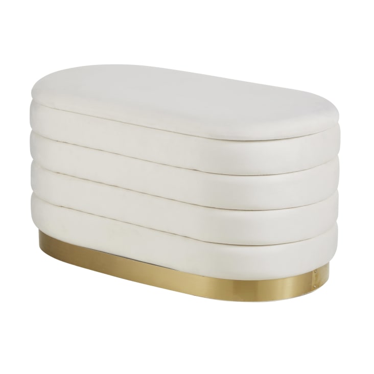 Maisons Du Monde Missia - Puf De Terciopelo Blanco Y Dorado