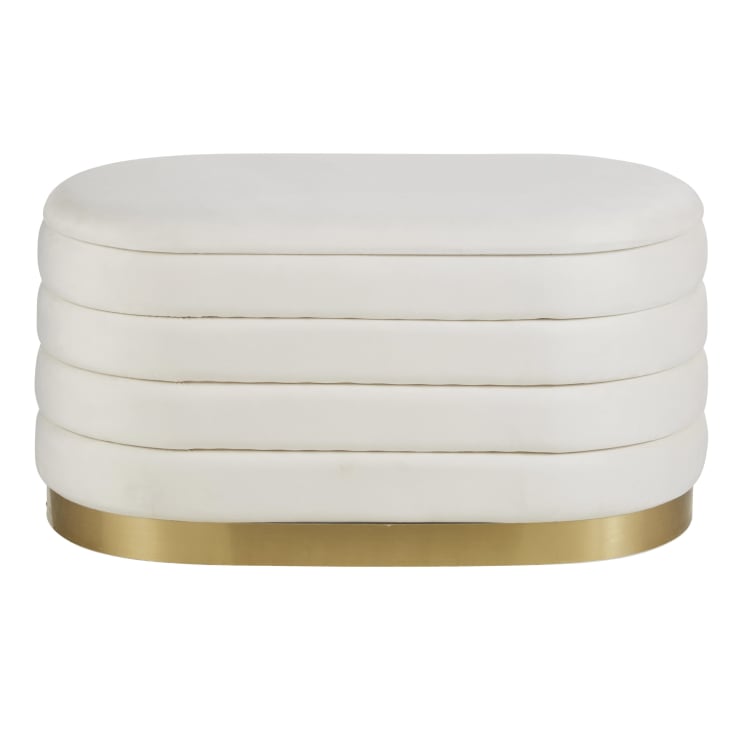 Maisons du Monde Missia - Puf de terciopelo blanco y dorado