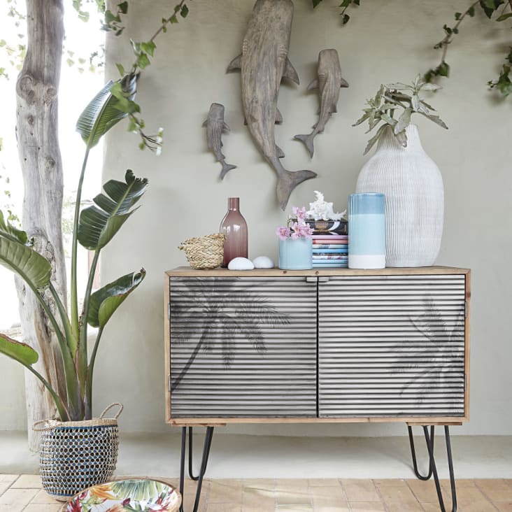 Maisons Du Monde MOANA - Decoración De Pared Con Tiburones Ballenas En Color Gris Cepillado (x3)