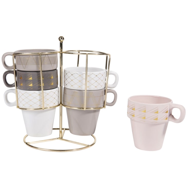 Maisons Du Monde Modern Copper - Soporte Para 6 Tazas De Café De Arenisca De Colores