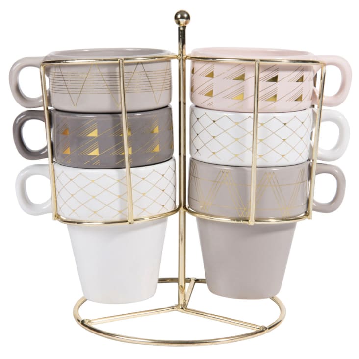 Maisons du Monde Modern Copper - Soporte para 6 tazas de café de arenisca de colores
