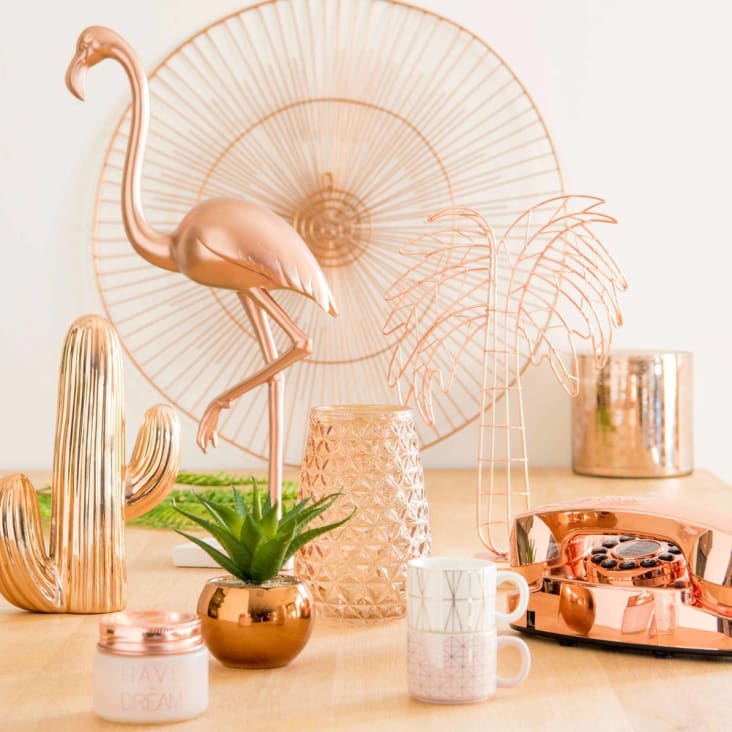 Maisons Du Monde Modern Copper - Tazas De Espresso De Porcelana Y Soporte Metálico (x4)