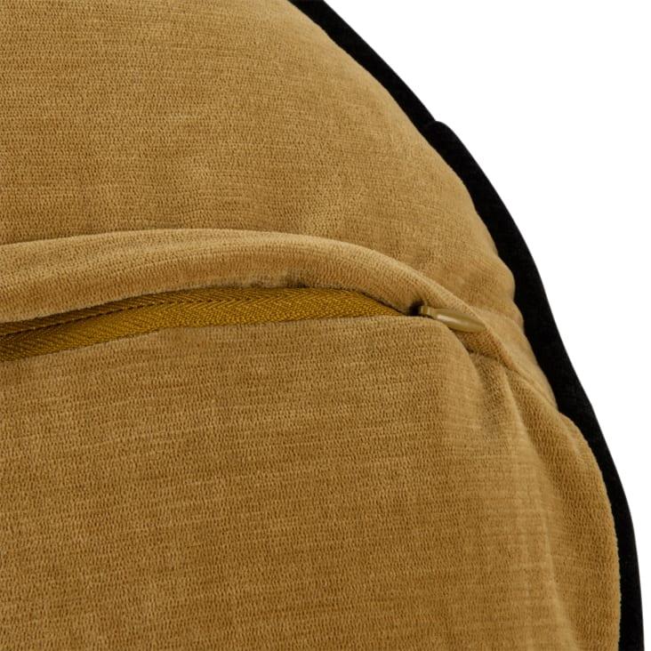 Maisons Du Monde Molly - Cojín Redondo De Terciopelo Amarillo Y Borde Negro Diámetro 40 Cm