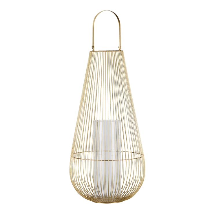 Maisons du Monde Mombasa - Farol de metal dorado y vidrio