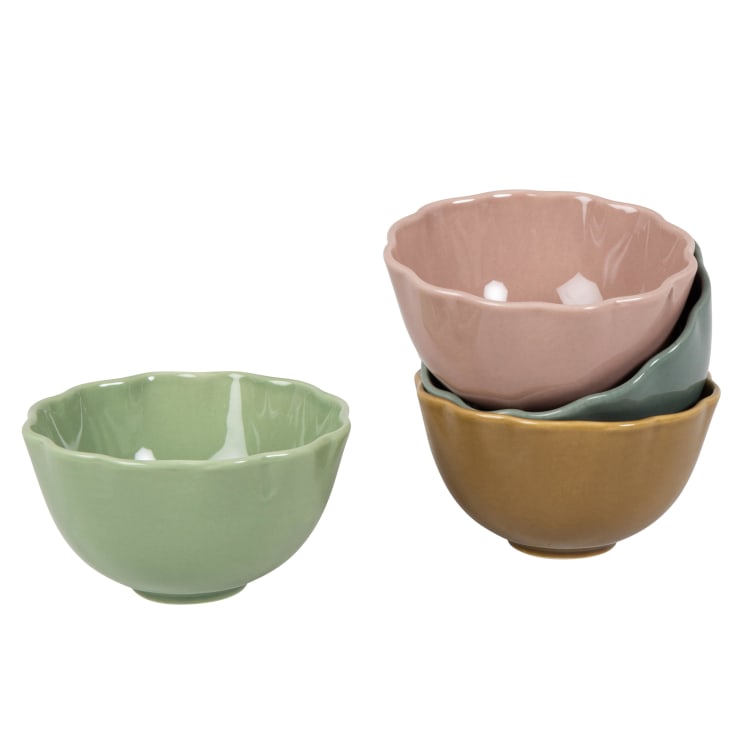 Maisons Du Monde Mona - Set De 4 Boles De Cerámica Color Bronce Azul Rosa Y Verde