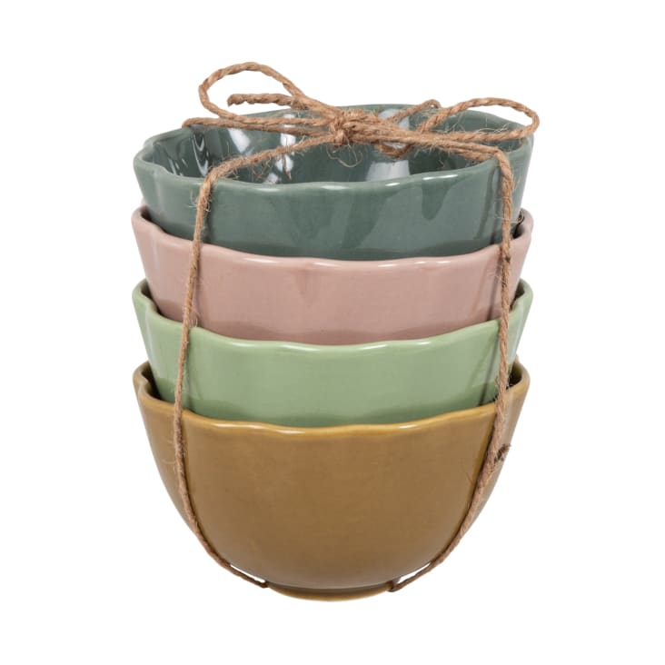 Maisons du Monde Mona - Set de 4 boles de cerámica color bronce azul rosa y verde