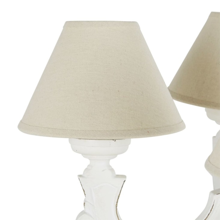 Maisons Du Monde Montmartre - Lámpara Blanca Con Efecto Envejecido Y Pantallas Beige