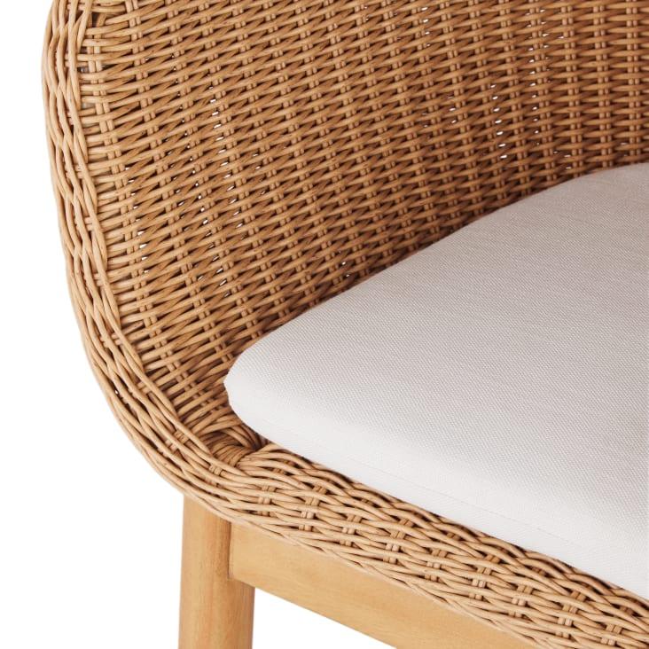 Maisons Du Monde Moraira - Silla Para Comedor De Exterior De Madera De Eucalipto Y Poliéster Reciclado Color Crudo