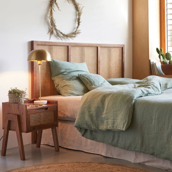 Maisons Du Monde Morphee - Cubresomier De 140 X 190 Cm En Algodón Y Contornos De Lino Lavado Beige