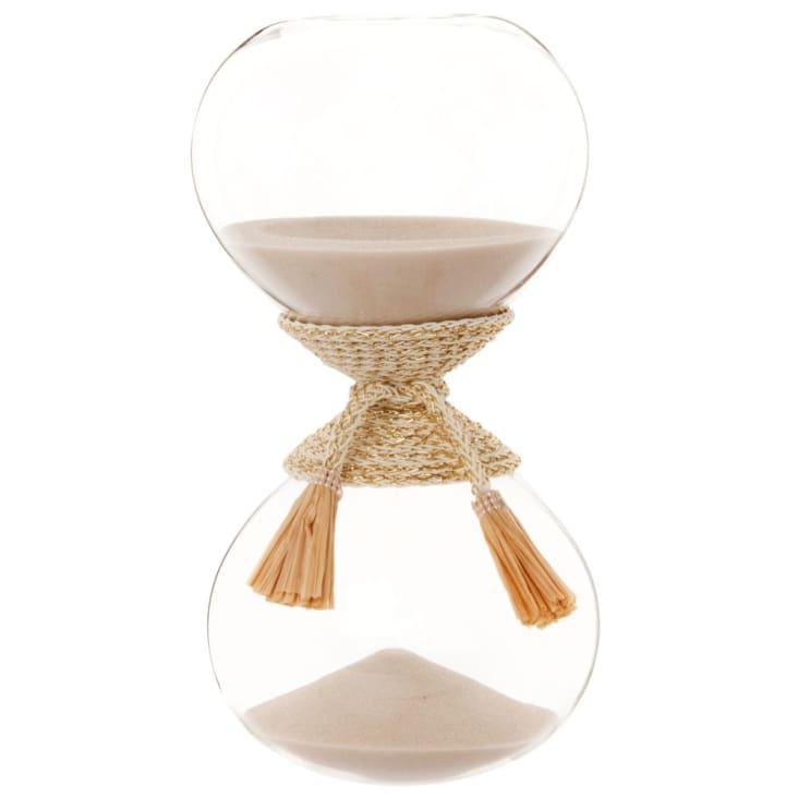 Maisons du Monde MOTAH - Reloj de arena color beige de cristal con accesorio de rafia