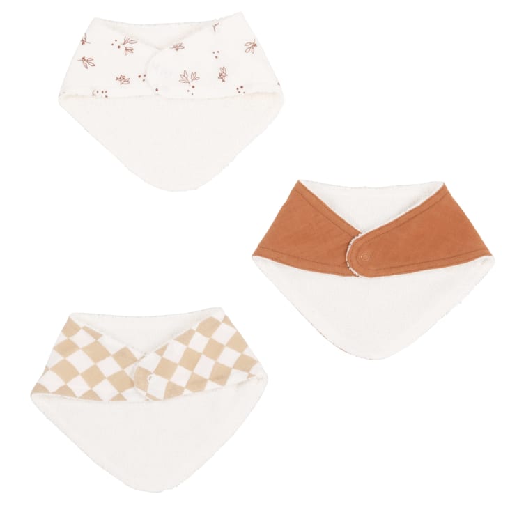 Maisons Du Monde Mouton - Baberos Bandanas De Gasa De Algodón Orgánico Blanco Y Marrón (x3)