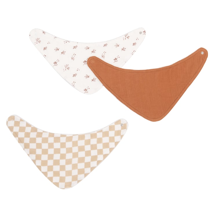 Maisons du Monde Mouton - Baberos bandanas de gasa de algodón orgánico blanco y marrón (x3)