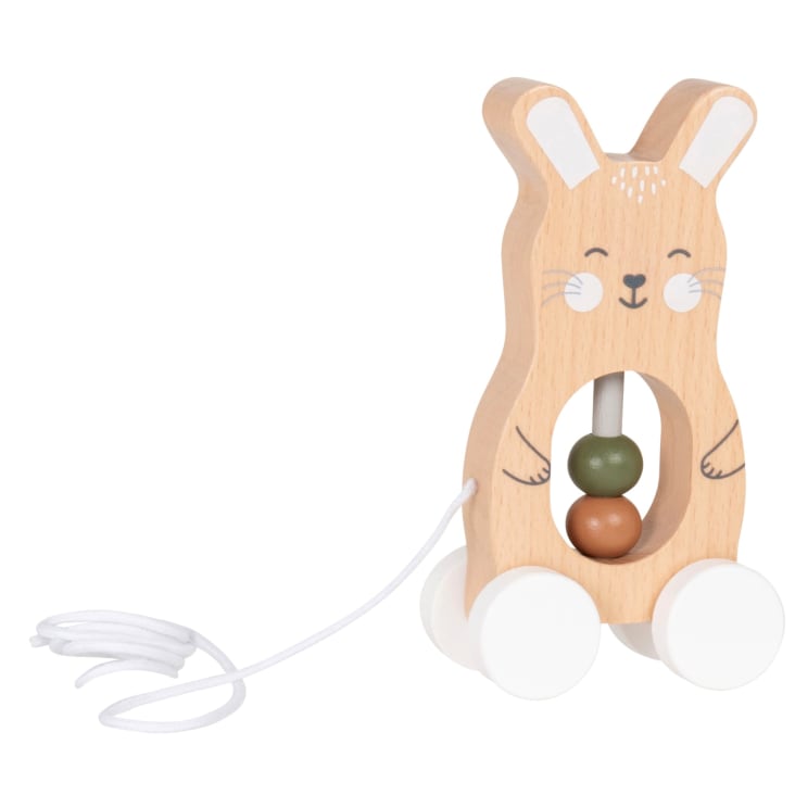 Maisons Du Monde Mouton - Conejito De Arrastre De Madera De Haya Multicolor