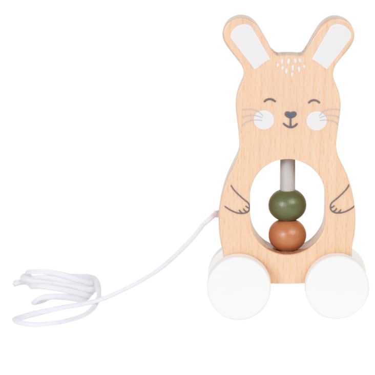 Maisons du Monde Mouton - Conejito de arrastre de madera de haya multicolor