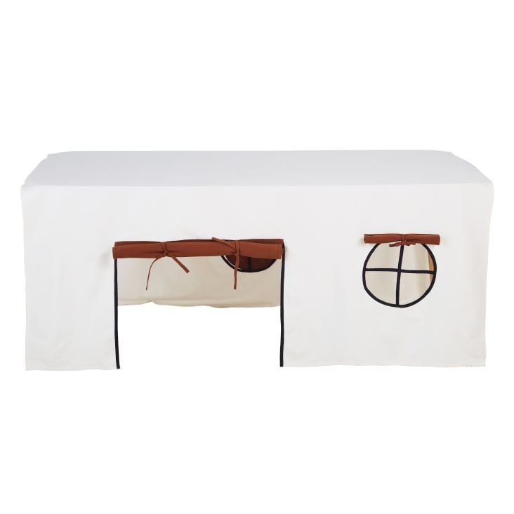 Maisons Du Monde Mouton - Mantel Cabaña De Algodón Reciclado Blanco Marrón Y Negro 180x245