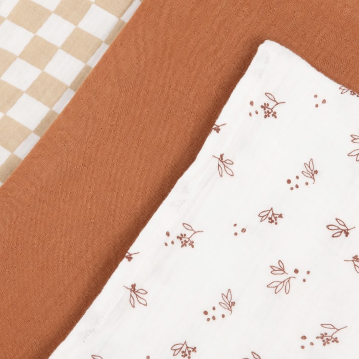 Maisons Du Monde Mouton - Mantillas De Bebé De Algodón Orgánico Marrón Y Blanco Roto (x3)