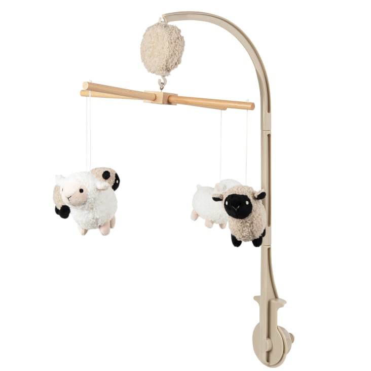 Maisons du Monde Mouton - Móvil musical para bebé con ovejas blancas beige y negras