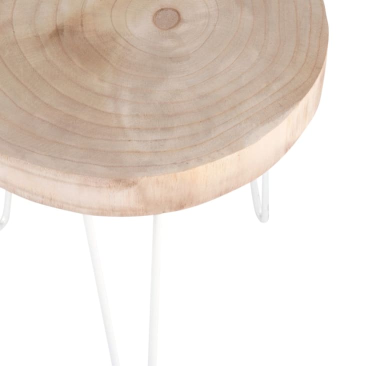 Maisons Du Monde NADOR - Mesa Auxiliar De Metal Blanco Y Paulonia