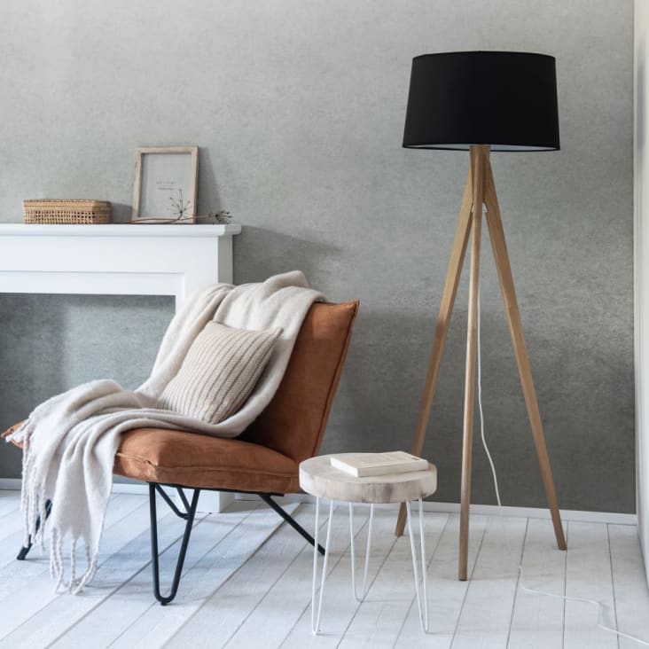 Maisons Du Monde NADOR - Mesa Auxiliar De Metal Blanco Y Paulonia