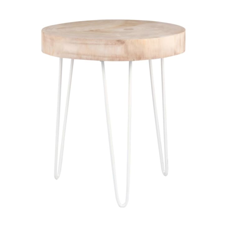 Maisons du Monde NADOR - Mesa auxiliar de metal blanco y paulonia