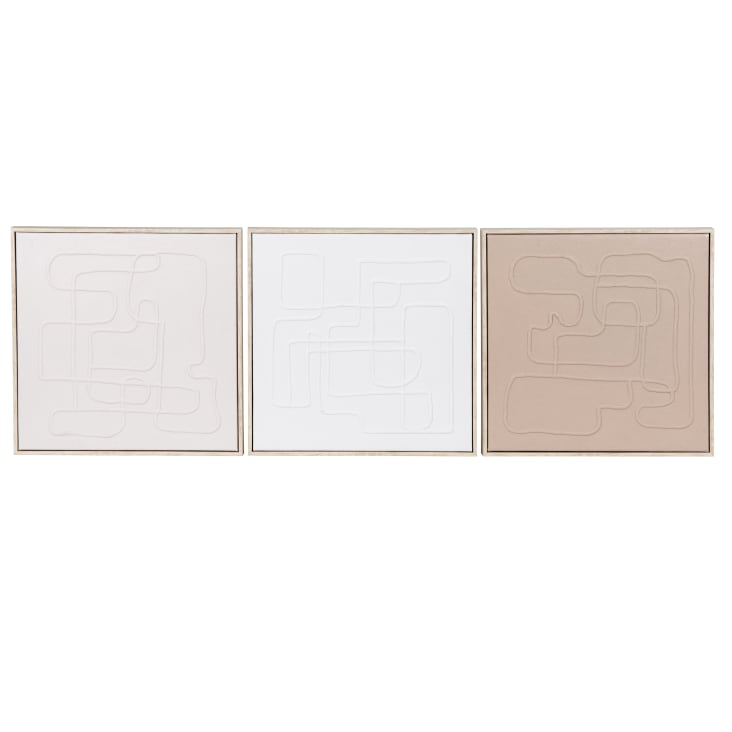 Maisons du Monde Nalon - Set de 3 cuadros en relieve marrón y beige de 30x30 cm