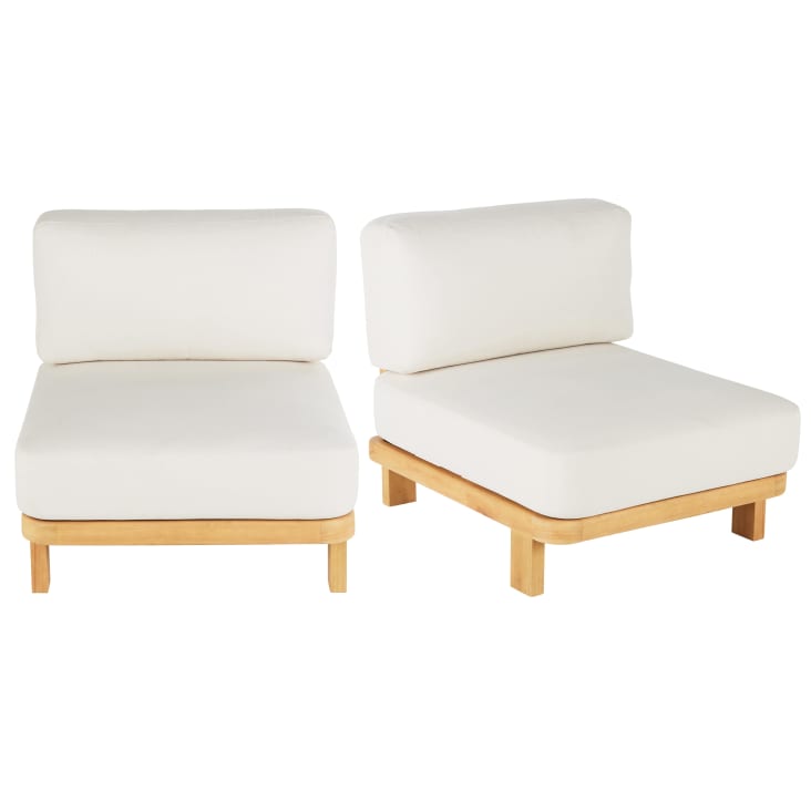 Maisons du Monde Nalya Business - Módulos para sofá profesionales de exterior de madera de eucalipto y poliéster reciclado color crudo (x2)