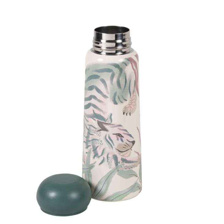 Maisons Du Monde Namir - Botella De Acero Inoxidable Con Tigre En Beige Y Verde 0.35L