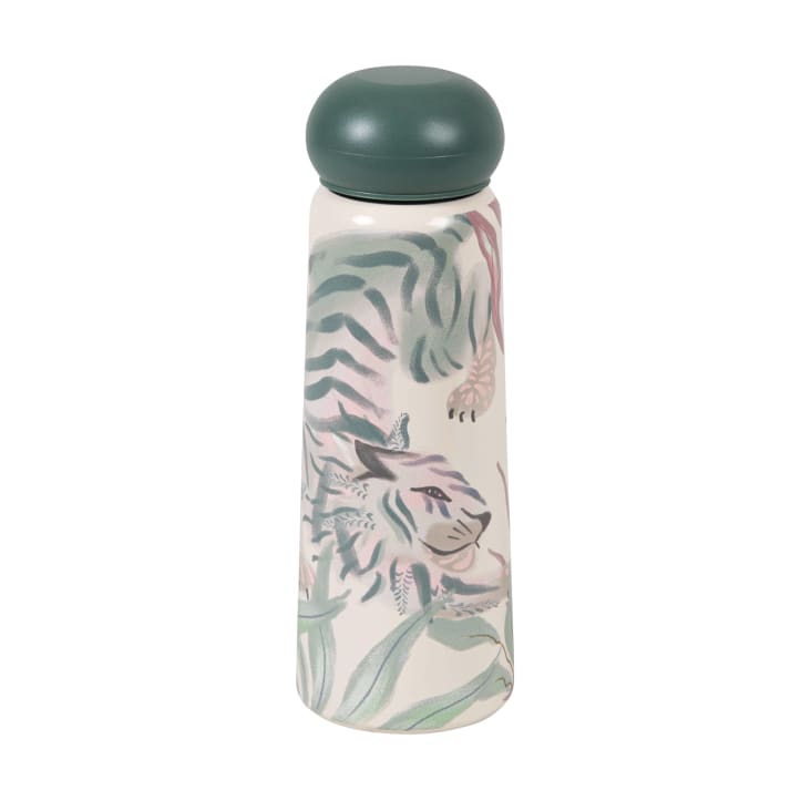 Maisons du Monde Namir - Botella de acero inoxidable con tigre en beige y verde 0.35L