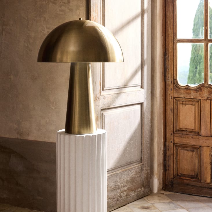 Maisons Du Monde Naomy - Lámpara Con Forma De Seta De Metal Dorado