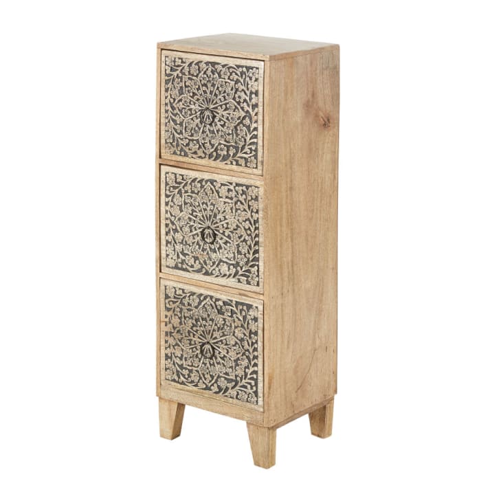 Maisons Du Monde NARMADA - Pequeño Mueble Con 3 Cajones De Mango Grabado