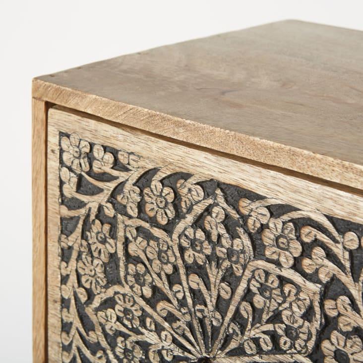Maisons Du Monde NARMADA - Pequeño Mueble Con 3 Cajones De Mango Grabado