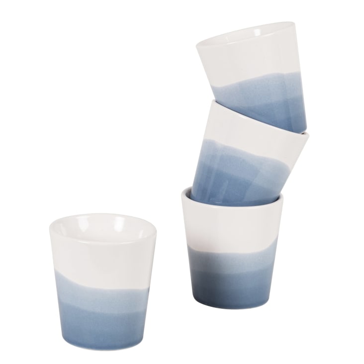 Maisons Du Monde Nathan - Set De 4 Tazas De Cerámica Blanca Y Azul