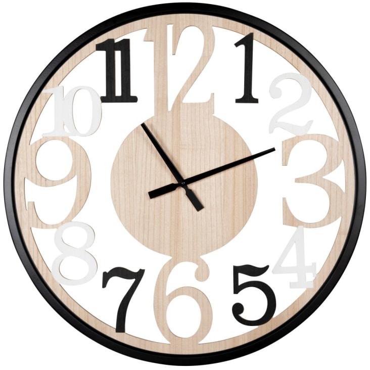 Maisons du Monde NATHEO - Reloj calado beige blanco y negro D70