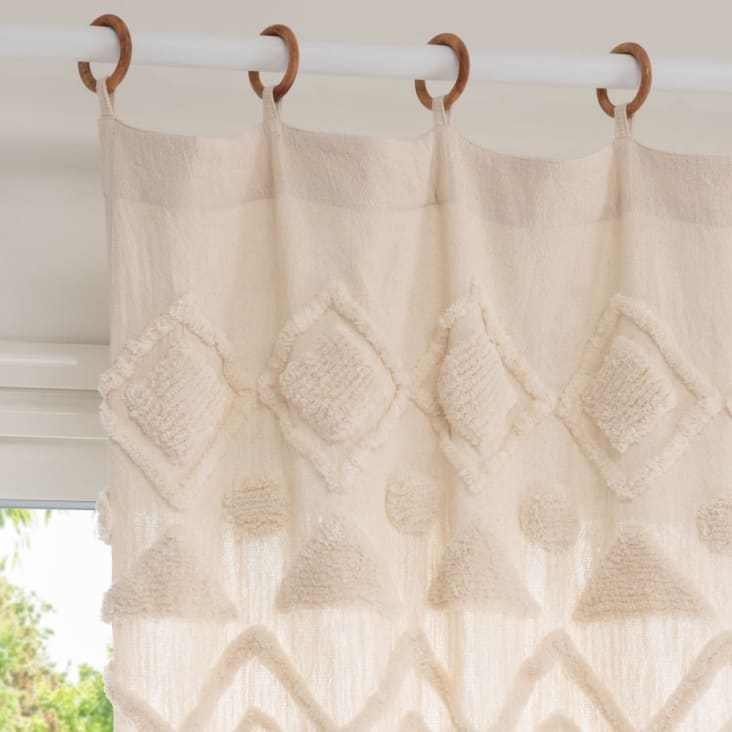 Maisons Du Monde NAZIMA - Cortina Con Ojales De Algodón Afelpado Beige Por Unidad 105 X 240