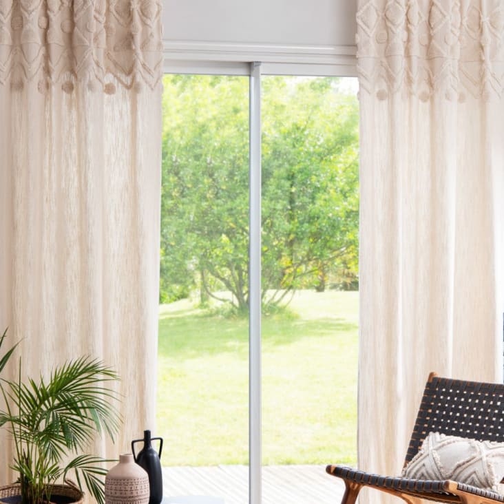 Maisons du Monde NAZIMA - Cortina con ojales de algodón afelpado beige por unidad 105 x 240