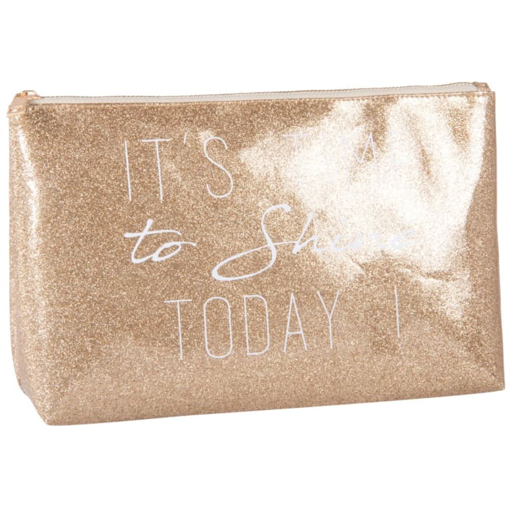 Maisons Du Monde Neceser Con Purpurina Dorada Y Estampado Blanco