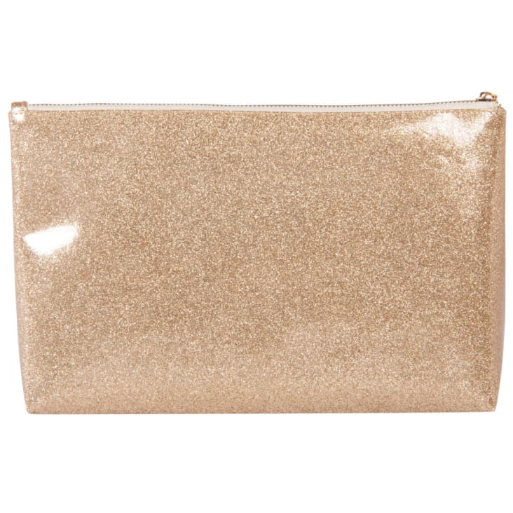 Maisons Du Monde Neceser Con Purpurina Dorada Y Estampado Blanco