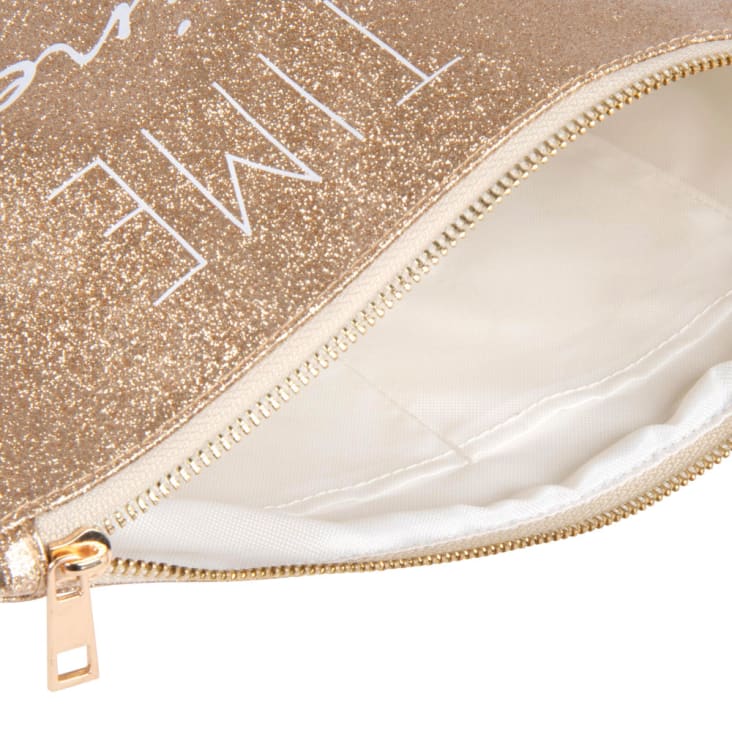 Maisons Du Monde Neceser Con Purpurina Dorada Y Estampado Blanco