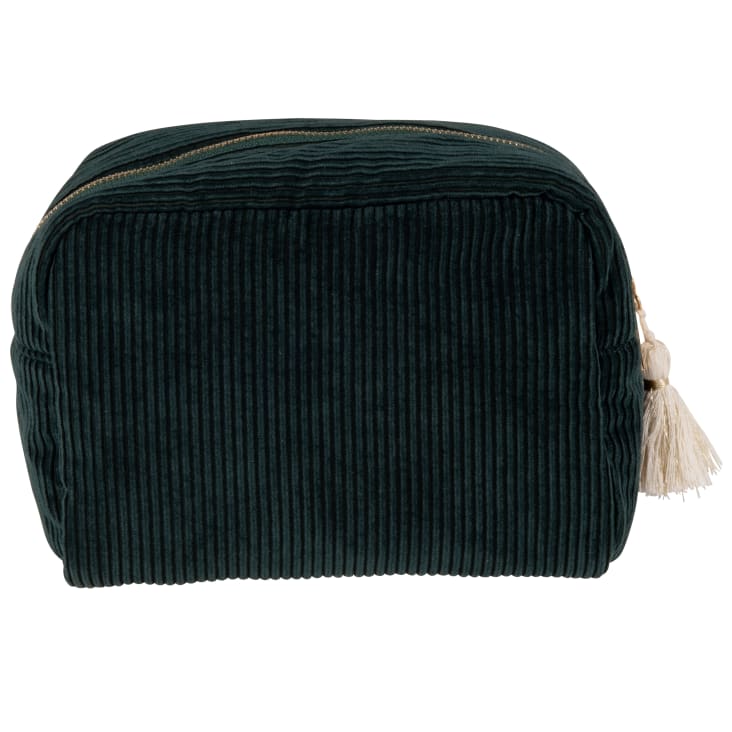 Maisons Du Monde Neceser De Pana Verde Con Bordado Dorado De 23 Cm