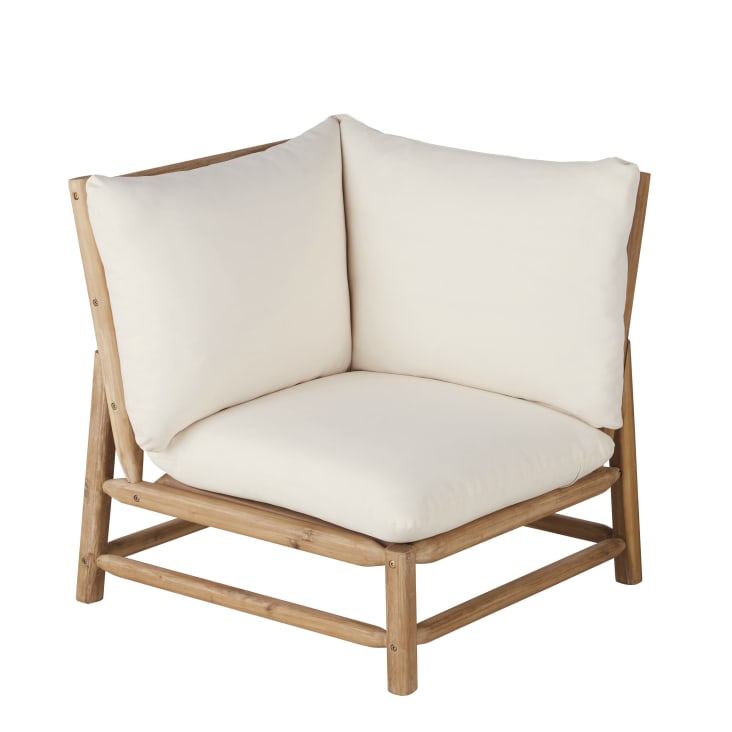 Maisons Du Monde Negara - Esquina Modular Para Sofá De Jardín En Madera De Acacia Con Cojines En Crudo