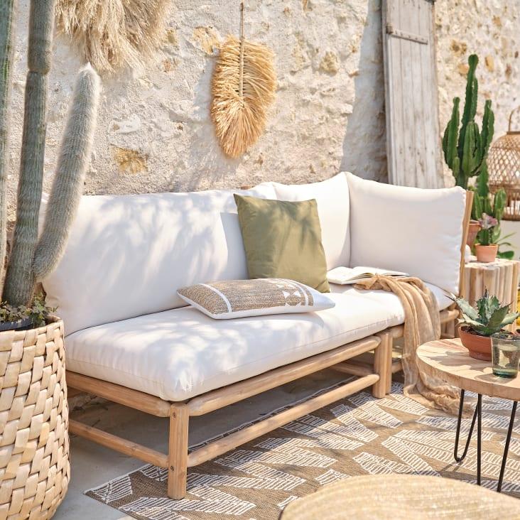 Maisons Du Monde Negara - Salón De Jardín De 2 Plazas En Madera De Acacia Con Cojines Color Crudo