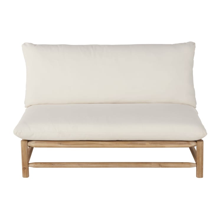 Maisons du Monde Negara - Salón de jardín de 2 plazas en madera de acacia con cojines color crudo