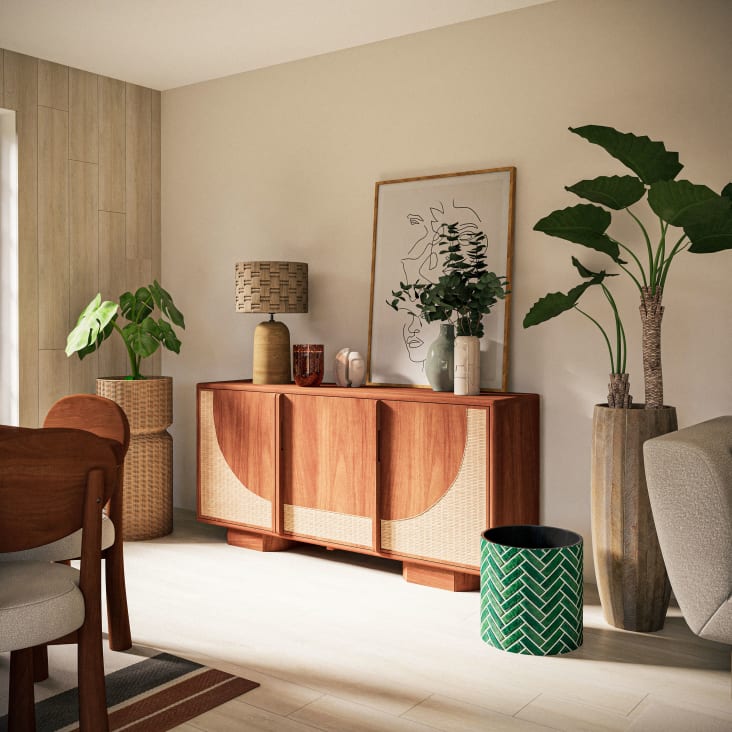 Maisons Du Monde NEIL - Planta Artificial Verde Con Macetero De Cemento Negro