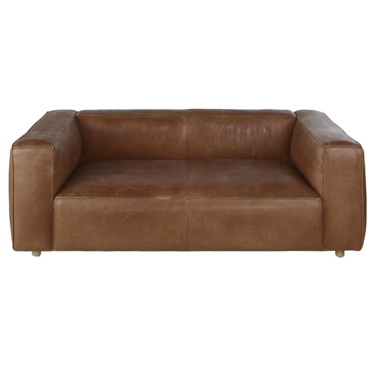 Maisons du Monde Neo John - Sofá de 3/4plazas de cuero marrón